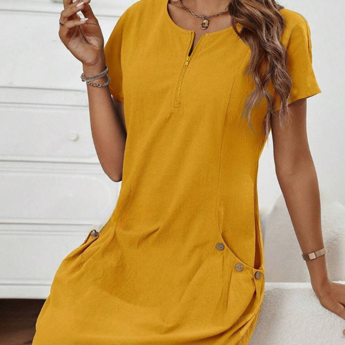 Robe D'été Décontractée En Lin - reveliu