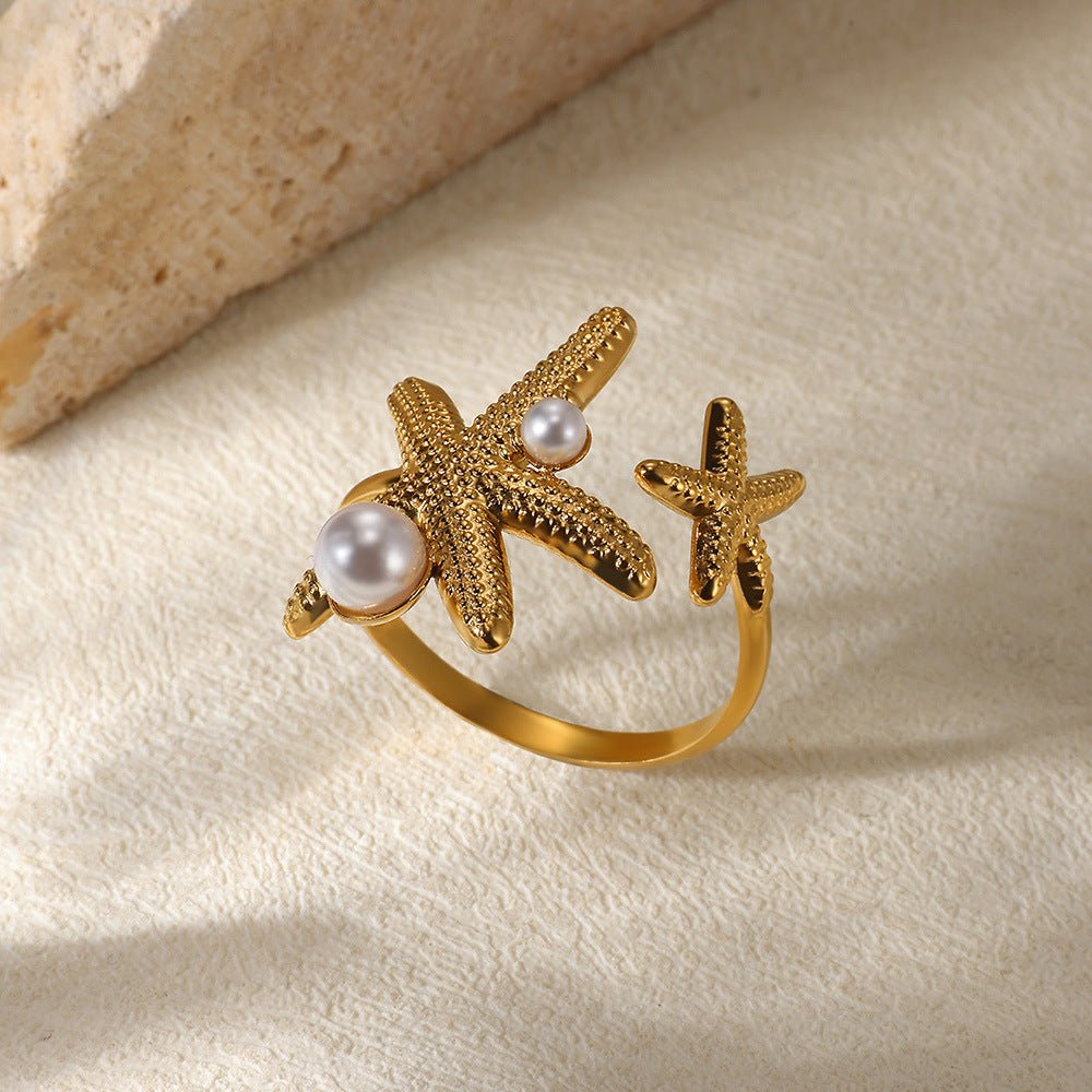 Bague Cœur Perle Plaquée Or - reveliu