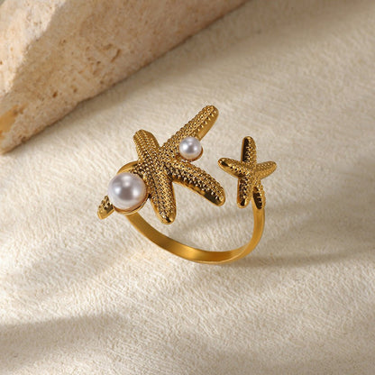 Bague Cœur Perle Plaquée Or - reveliu