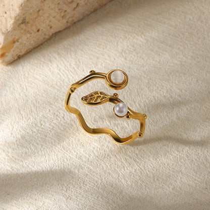 Bague Cœur Perle Plaquée Or - reveliu