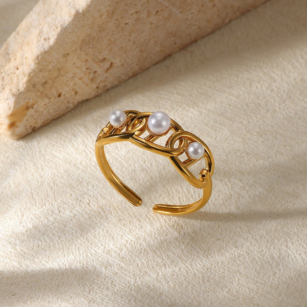 Bague Cœur Perle Plaquée Or - reveliu