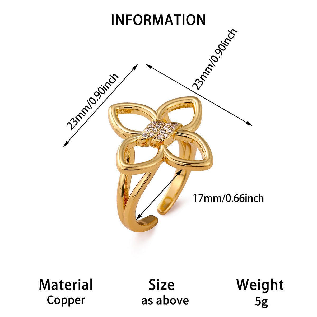 Bague Croisée Motif Floral - reveliu