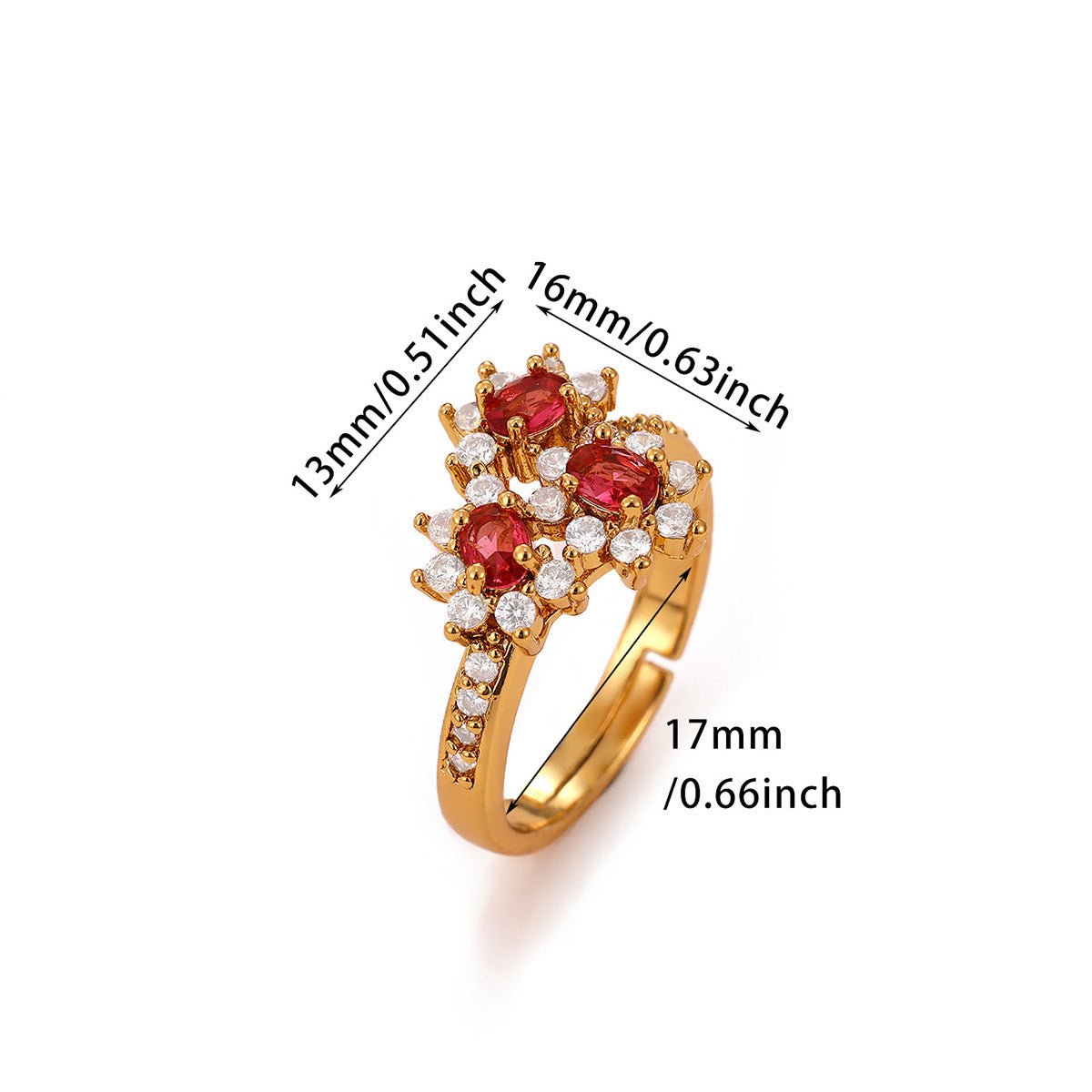 Bague Fleur Zircon Vintage - reveliu