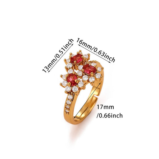 Bague Fleur Zircon Vintage - reveliu