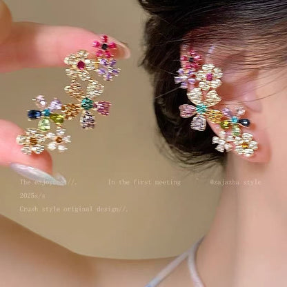 Boucles d'Oreilles Fleur Arc-en-ciel - reveliu