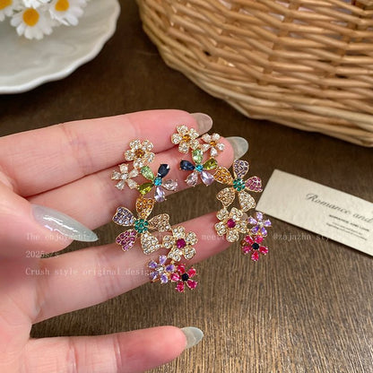 Boucles d'Oreilles Fleur Arc-en-ciel - reveliu