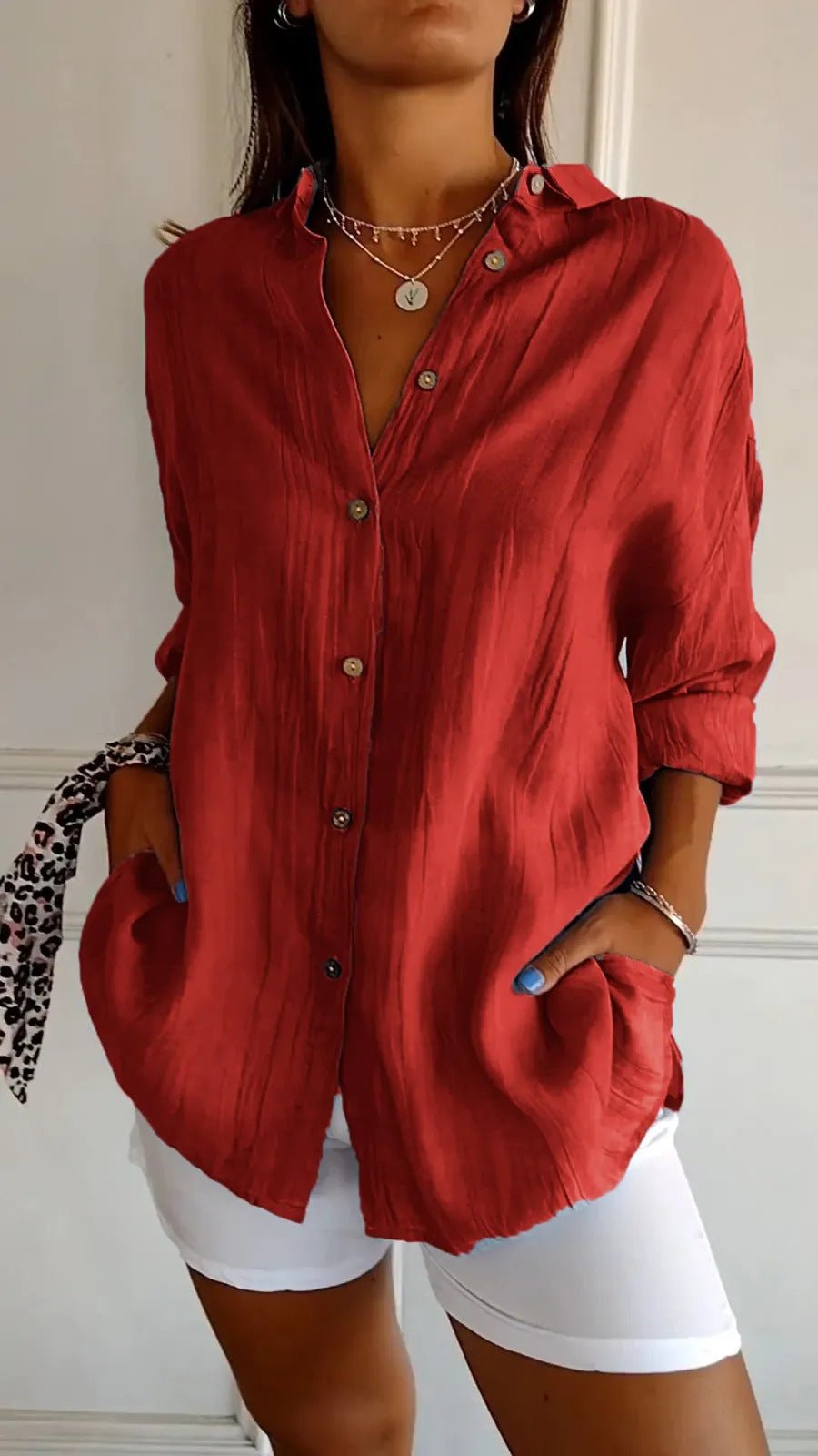 Chemise Plissée Col Boutonné - reveliu