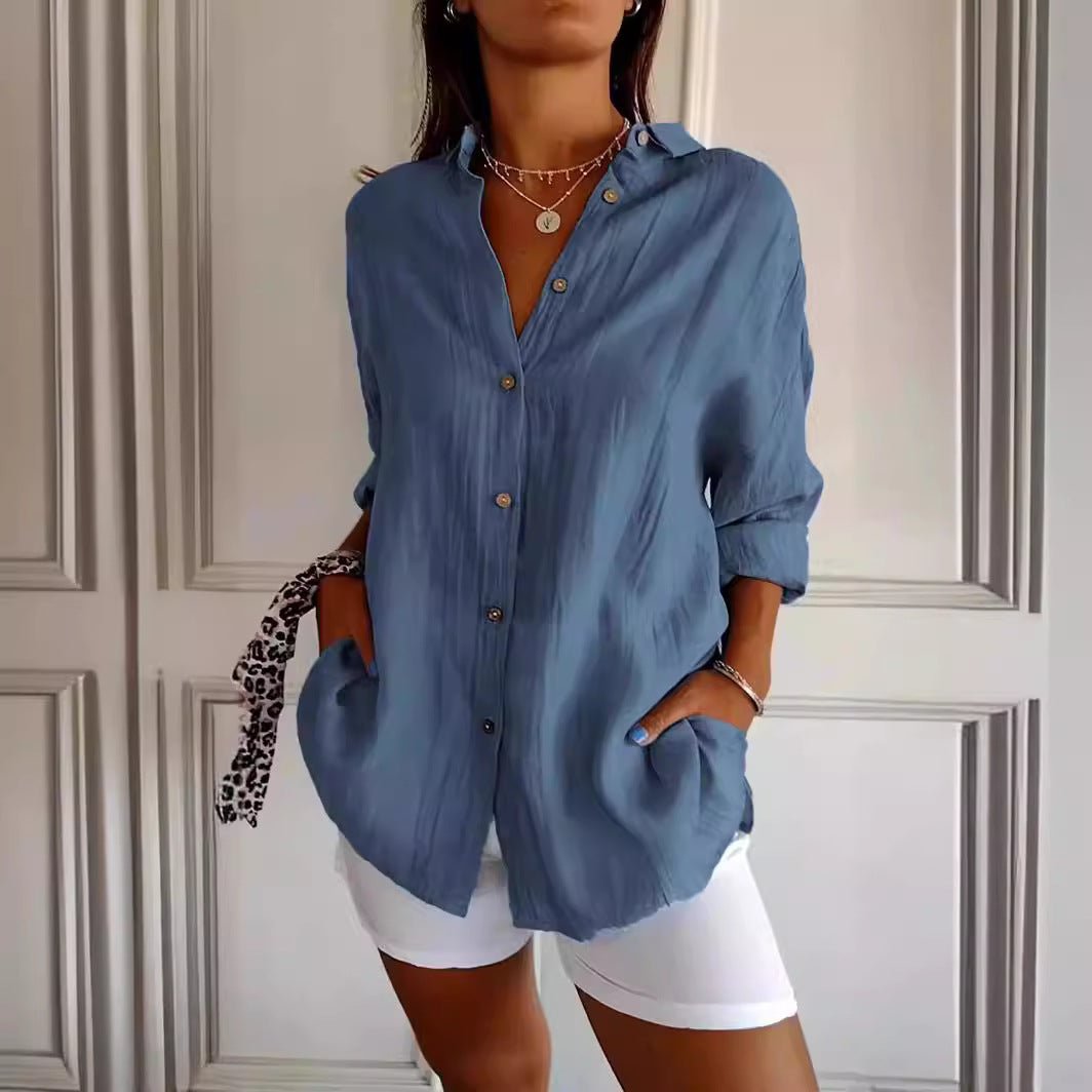 Chemise Plissée Col Boutonné - reveliu