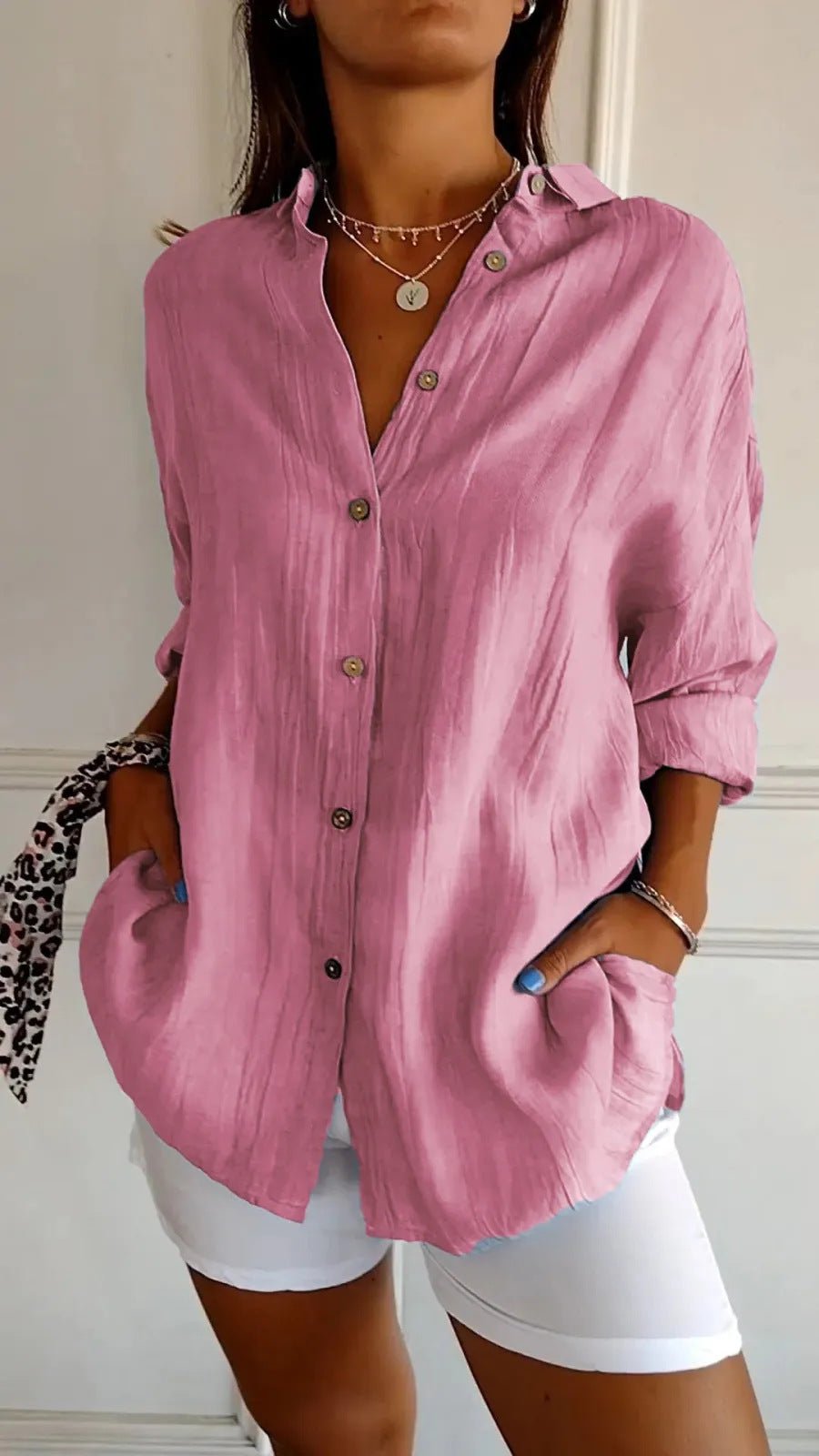 Chemise Plissée Col Boutonné - reveliu