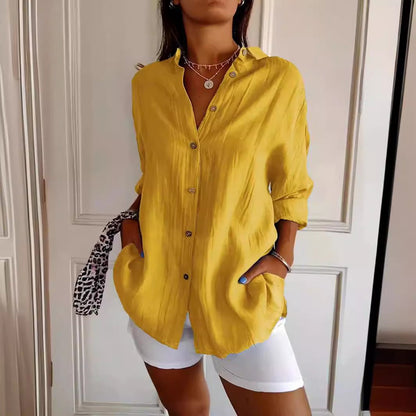 Chemise Plissée Col Boutonné - reveliu