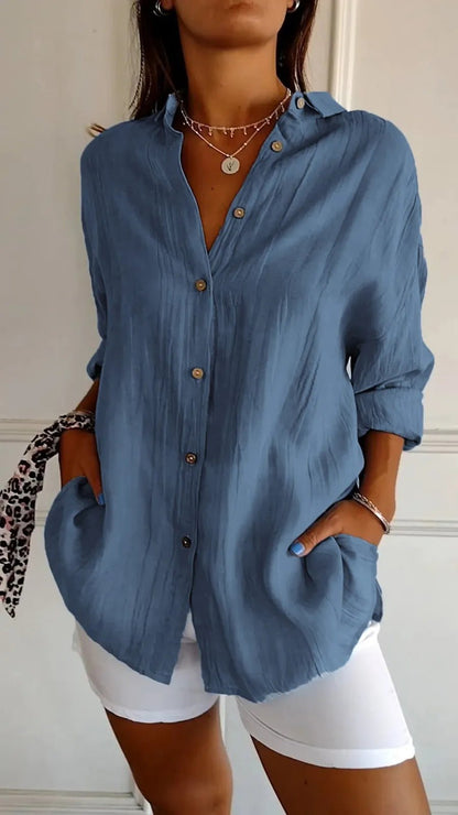Chemise Plissée Col Boutonné - reveliu