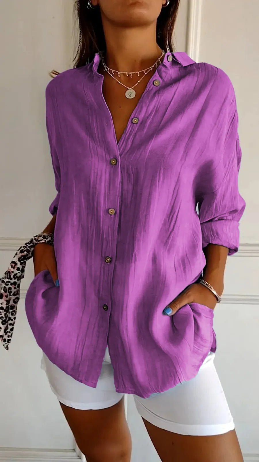 Chemise Plissée Col Boutonné - reveliu