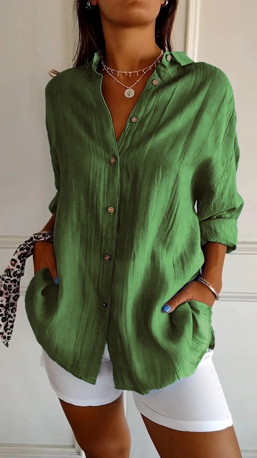 Chemise Plissée Col Boutonné - reveliu