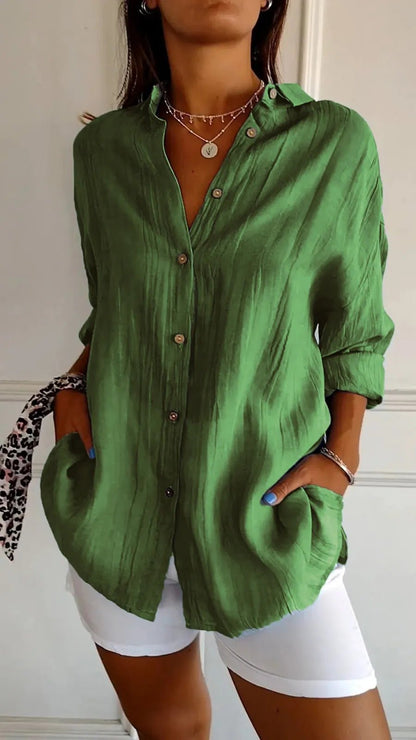 Chemise Plissée Col Boutonné - reveliu