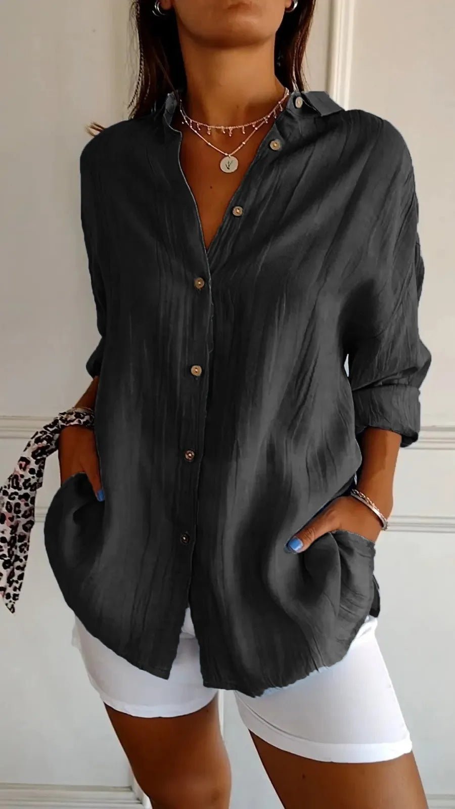 Chemise Plissée Col Boutonné - reveliu