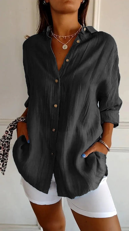 Chemise Plissée Col Boutonné - reveliu