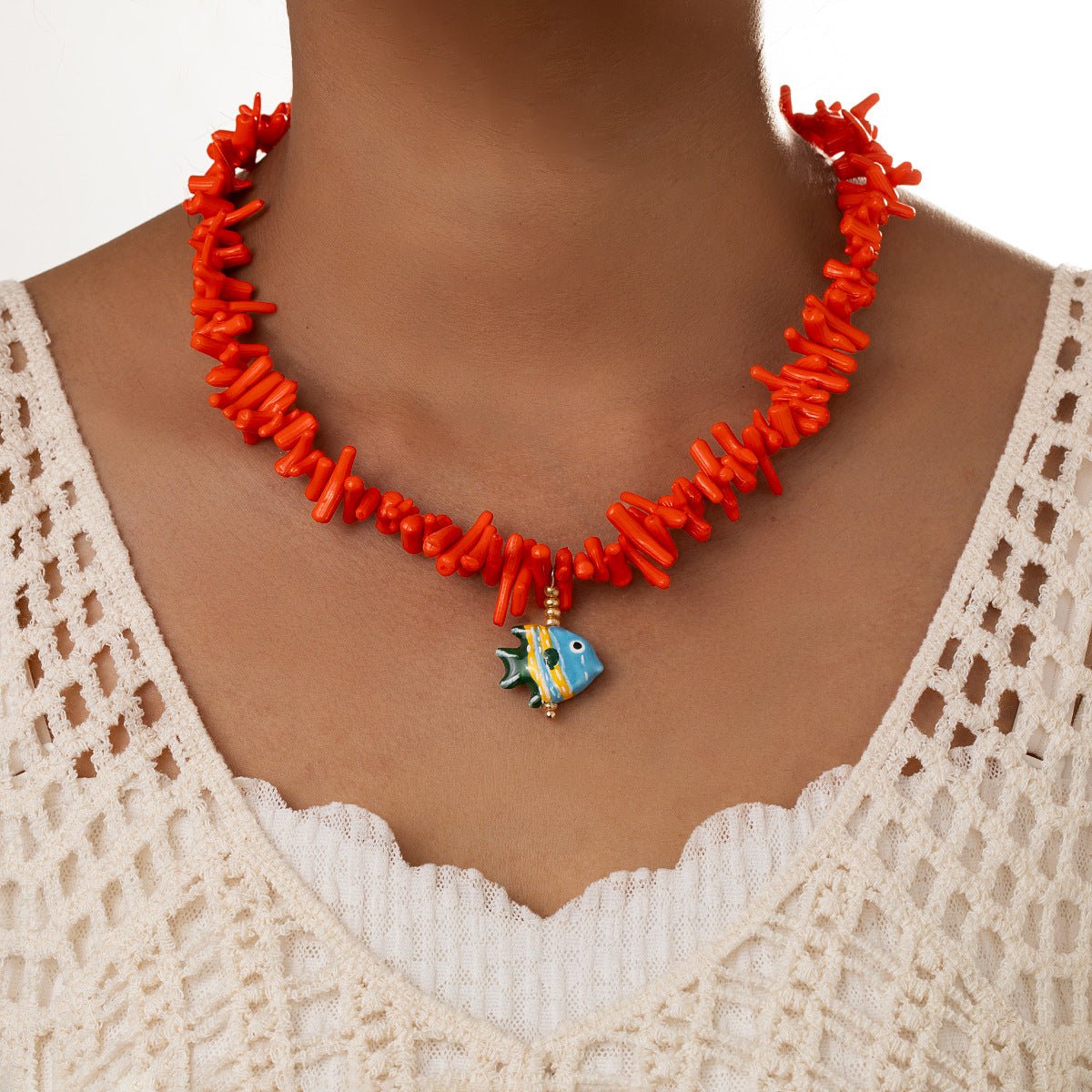 Collier Ras-de-Cou Corail Rouge - reveliu