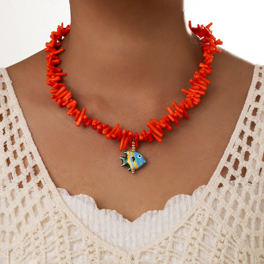Collier Ras-de-Cou Corail Rouge - reveliu
