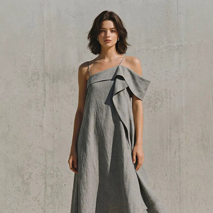 Robe Asymétrique Épaules Dénudées - reveliu