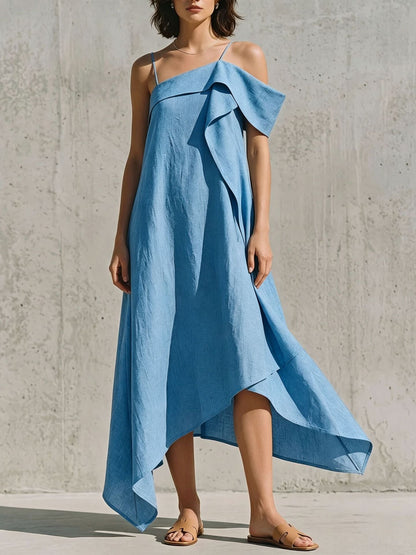 Robe Asymétrique Épaules Dénudées - reveliu