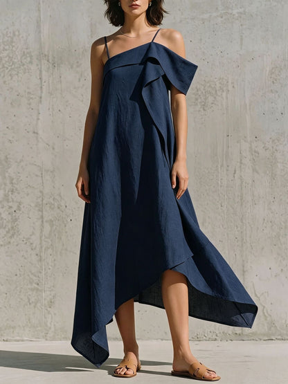 Robe Asymétrique Épaules Dénudées - reveliu