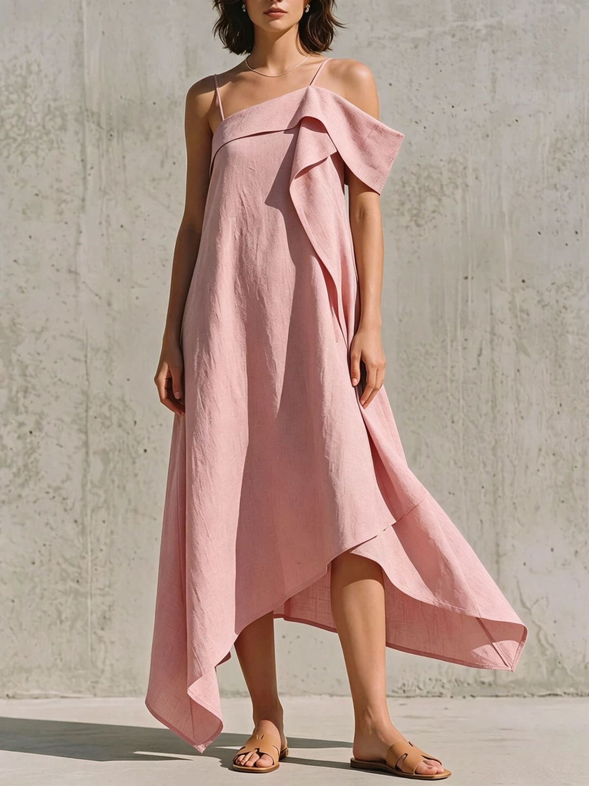 Robe Asymétrique Épaules Dénudées - reveliu