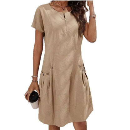 Robe D'été Décontractée En Lin - reveliu