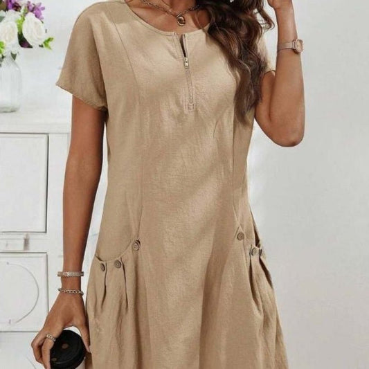 Robe D'été Décontractée En Lin - reveliu