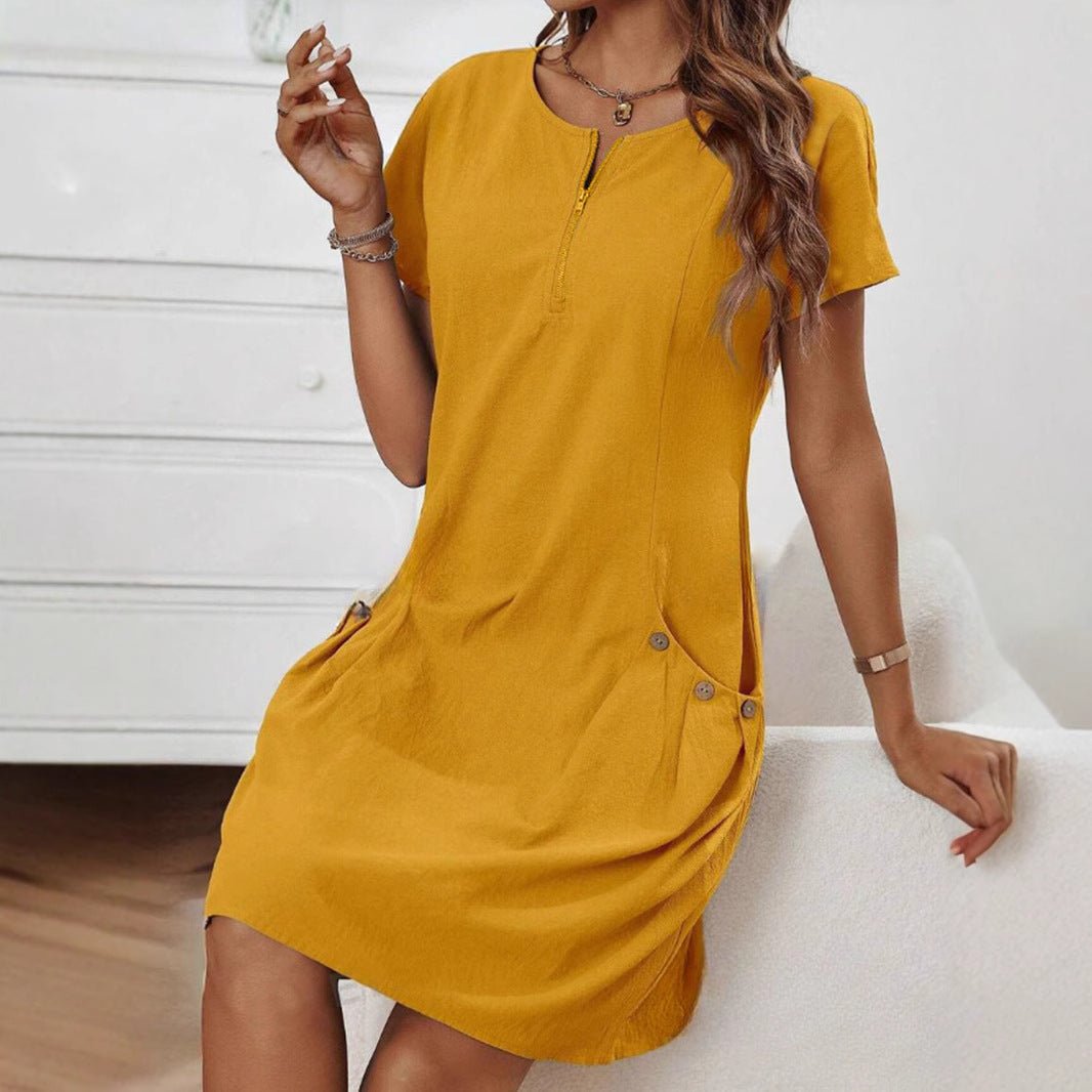 Robe D'été Décontractée En Lin - reveliu