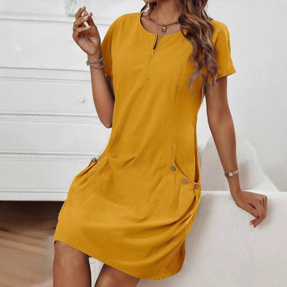 Robe D'été Décontractée En Lin - reveliu