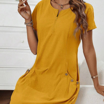 Robe D'été Décontractée En Lin - reveliu