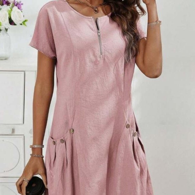Robe D'été Décontractée En Lin - reveliu