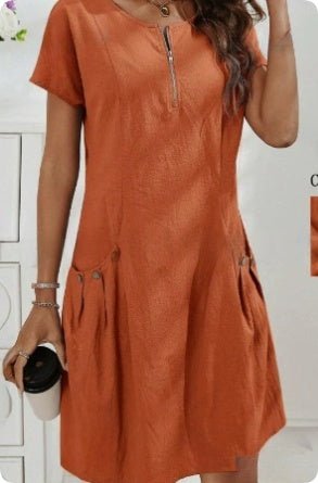 Robe D'été Décontractée En Lin - reveliu