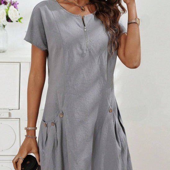 Robe D'été Décontractée En Lin - reveliu