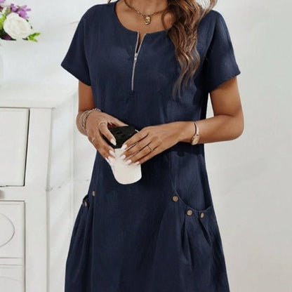 Robe D'été Décontractée En Lin - reveliu