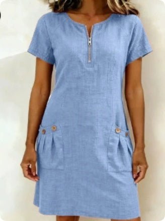 Robe D'été Décontractée En Lin - reveliu