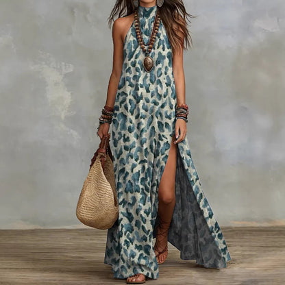 Robe Maxi Imprimée Dos Nu - reveliu