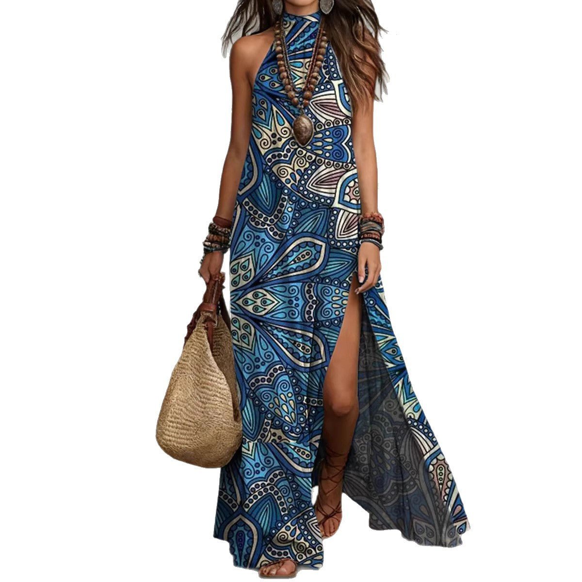 Robe Maxi Imprimée Dos Nu - reveliu