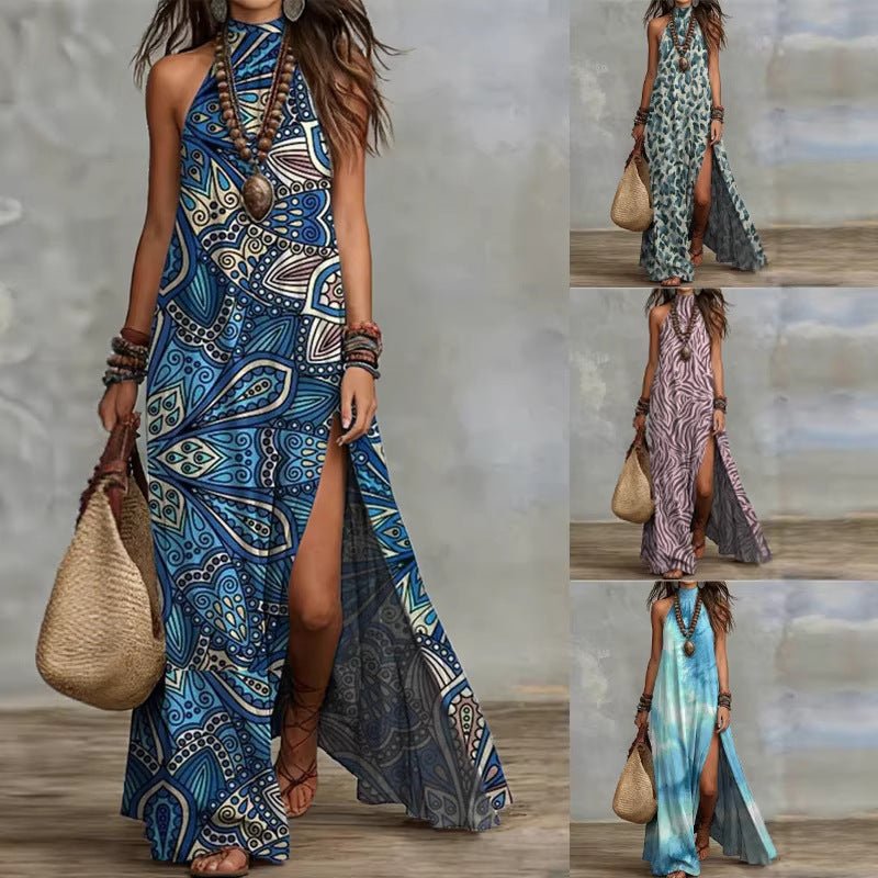 Robe Maxi Imprimée Dos Nu - reveliu