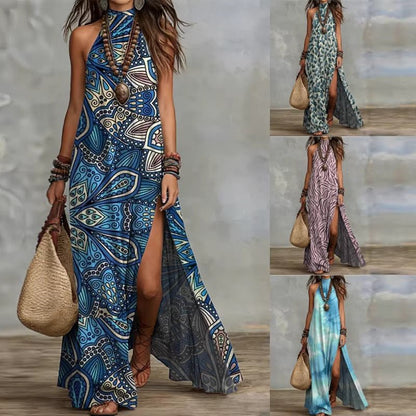 Robe Maxi Imprimée Dos Nu - reveliu