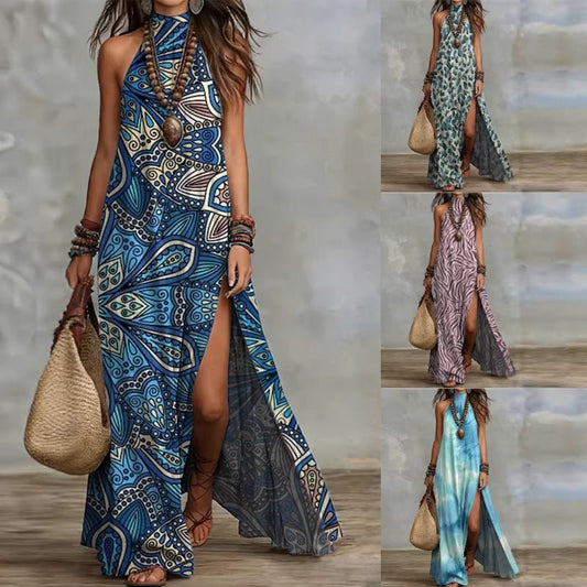 Robe Maxi Imprimée Dos Nu - reveliu