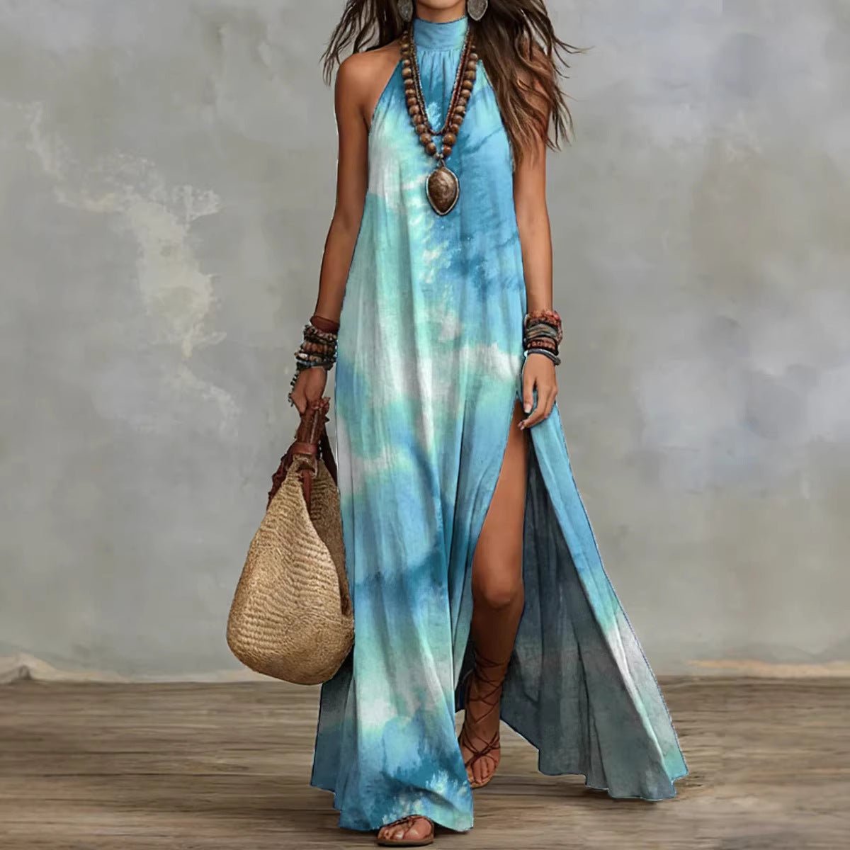 Robe Maxi Imprimée Dos Nu - reveliu