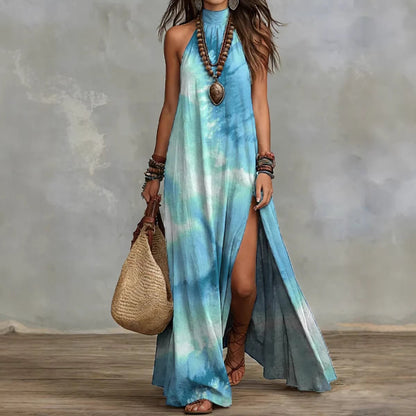 Robe Maxi Imprimée Dos Nu - reveliu
