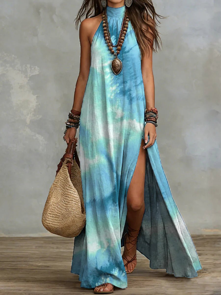 Robe Maxi Imprimée Dos Nu - reveliu