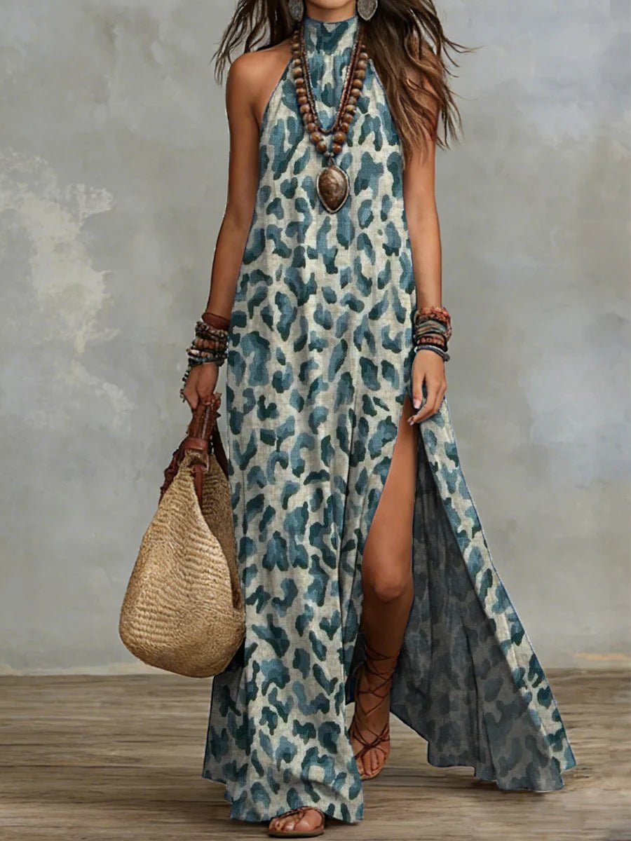 Robe Maxi Imprimée Dos Nu - reveliu