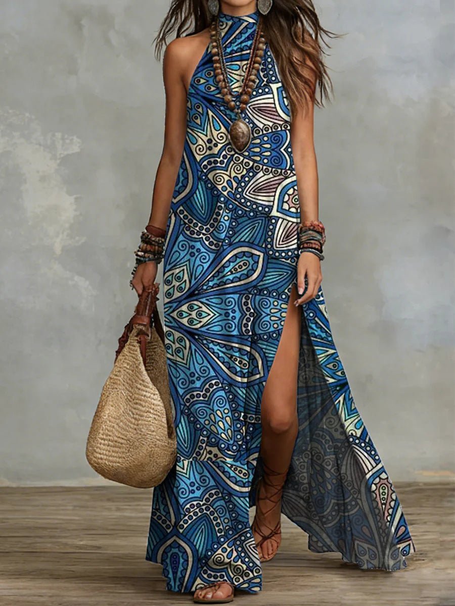 Robe Maxi Imprimée Dos Nu - reveliu