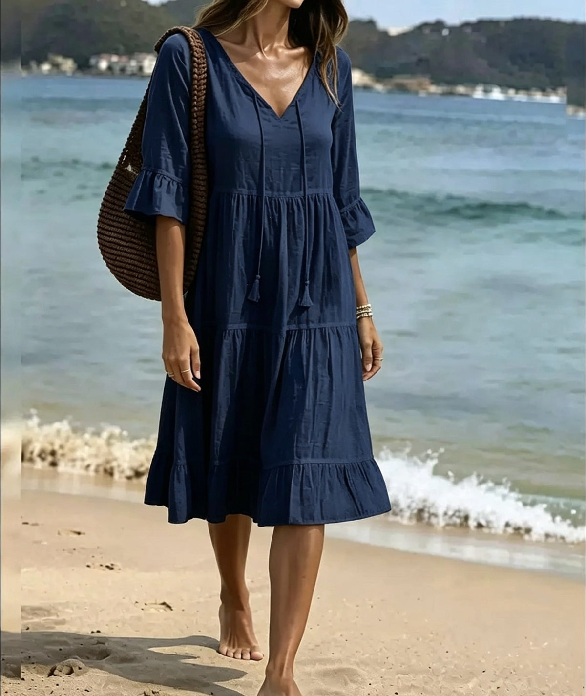 Robe Midi Plage Volantée - reveliu