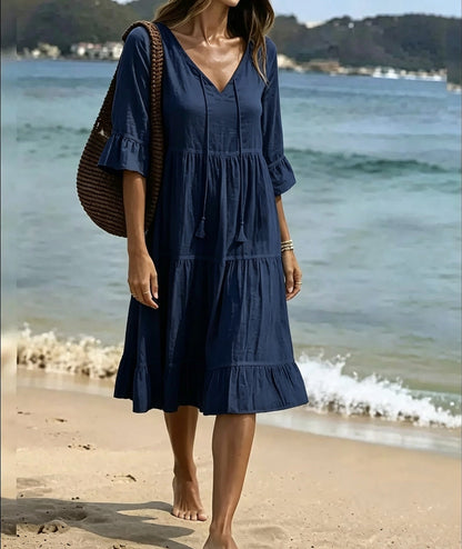 Robe Midi Plage Volantée - reveliu