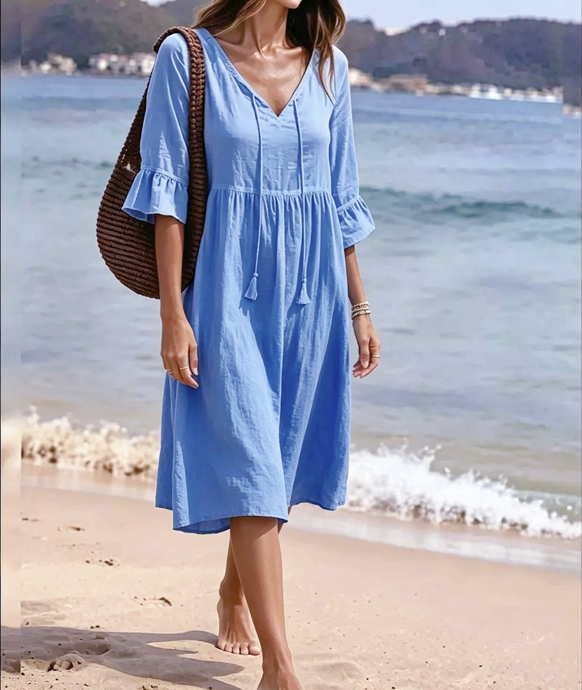Robe Midi Plage Volantée - reveliu