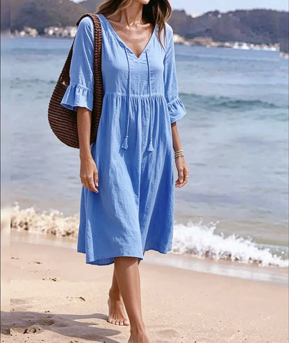 Robe Midi Plage Volantée - reveliu